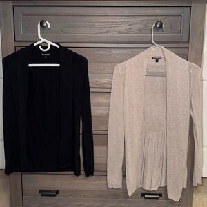 Lot Of 2 Express Cardigan Sweaters Womens small Tan Gray Open Front both VGUC+